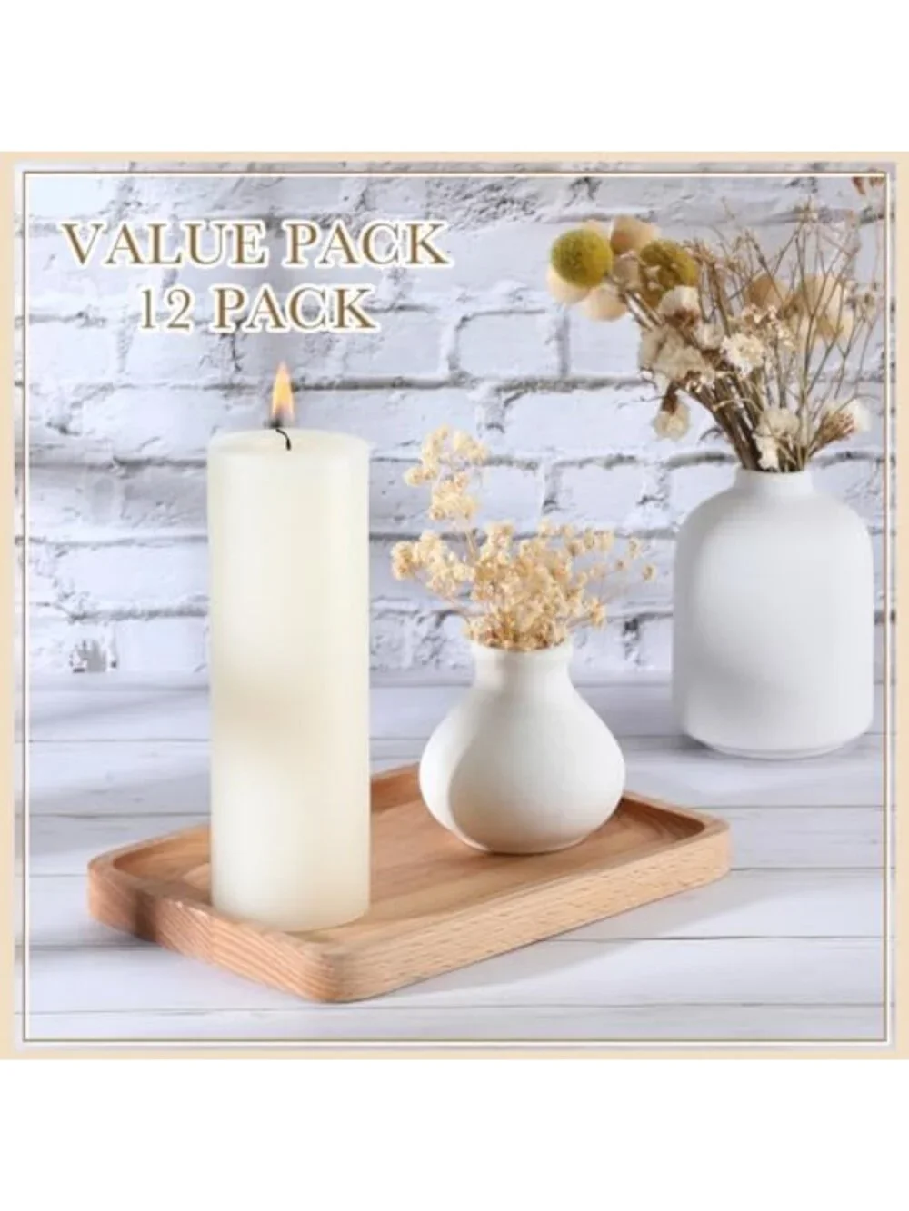 Bulk Unscented Ivory Pillar Candles - 12 Pack, 2x8 Inch Paraffin Wax Decor